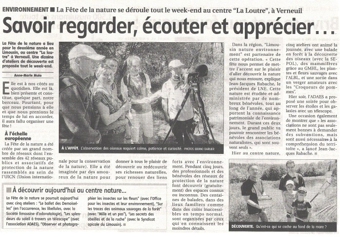article Le Populaire du Centre 23 mai 2010