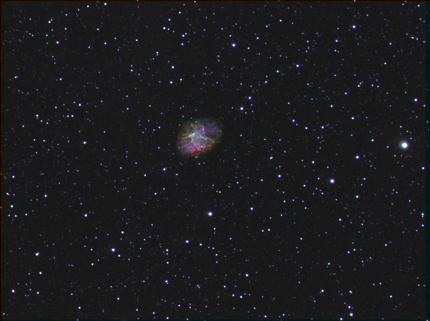 M1 en fausses couleurs Halpha + OIII + SII