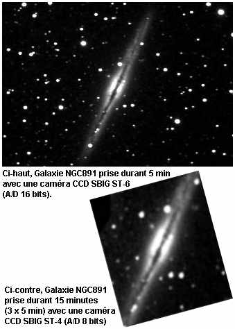 Image de la galaxie NGC 891 prise avec une camra SBIG ST6