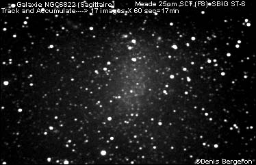 Image de la galaxie NGC6822 prise avec une camra CCD ST6