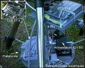 Image montrant mes caméras CCD fixés sur mon télescope