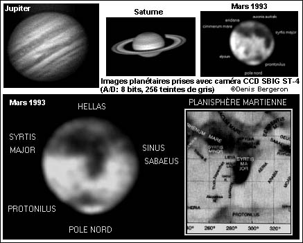 Images  d'objets du ciel prises avec une camra CCD de premire gnration SBIG ST4