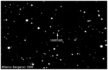 Animation montrant le déplacement de l'astéroïde 1995SB5 dans le ciel