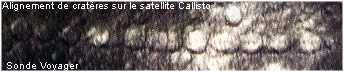 Alignement de cratères sur le satellite GALILEO photographié par la sonde VOYAGER