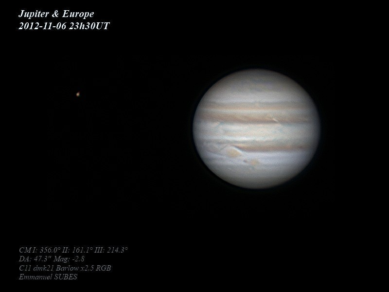 Jupiter et Europe - 6nov2012 - 23h30TU