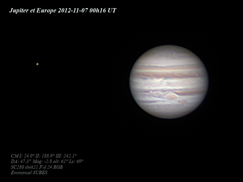 Jupiter et Europe 7nov2012 0h16TU