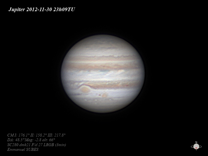 Jupiter 30 novembre 2012 23h09 TU