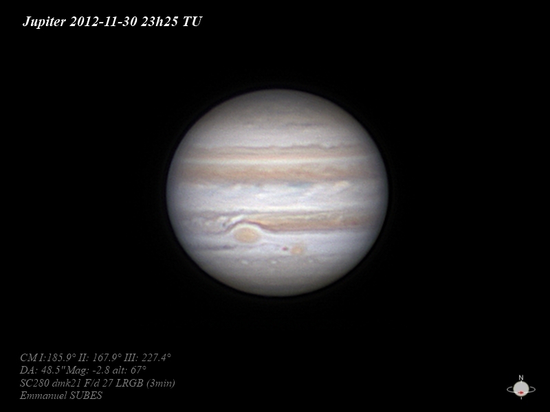 Jupiter 30 novembre 2012 23h25TU
