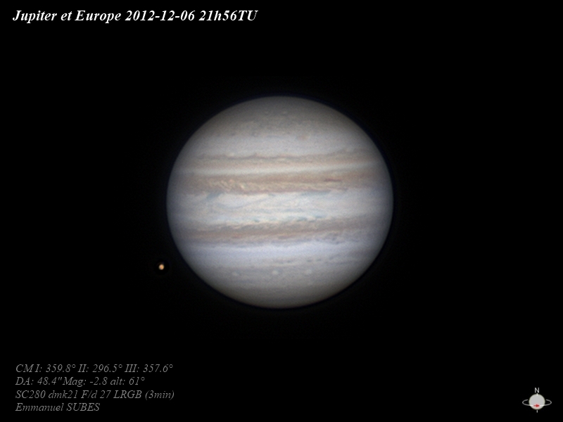 Jupiter et Europe 6dec2012 21h56 TU