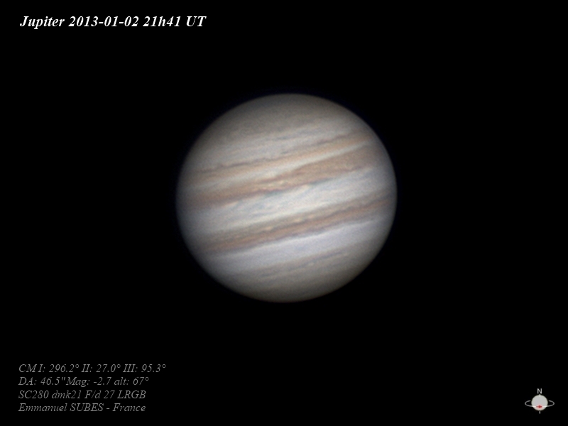 Jupiter 2 janvier 2013 21h41TU