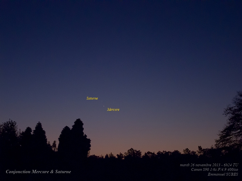 Conjonction Mercure - Saturne 26nov2013