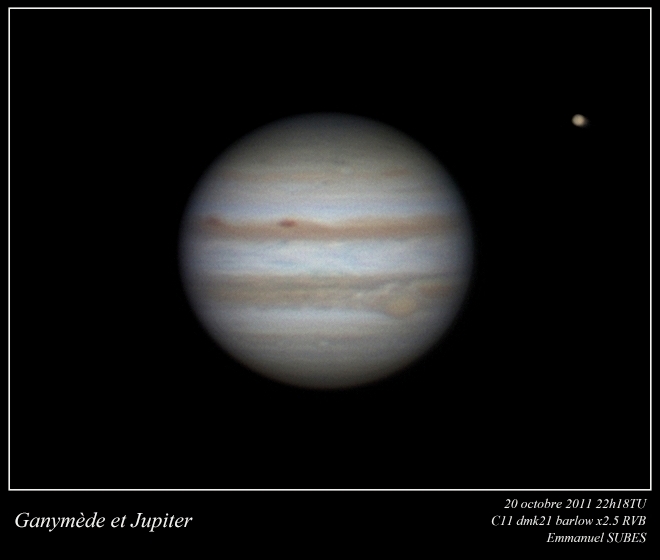 Jupiter et Ganymde 20 octobre 2011 22h18TU