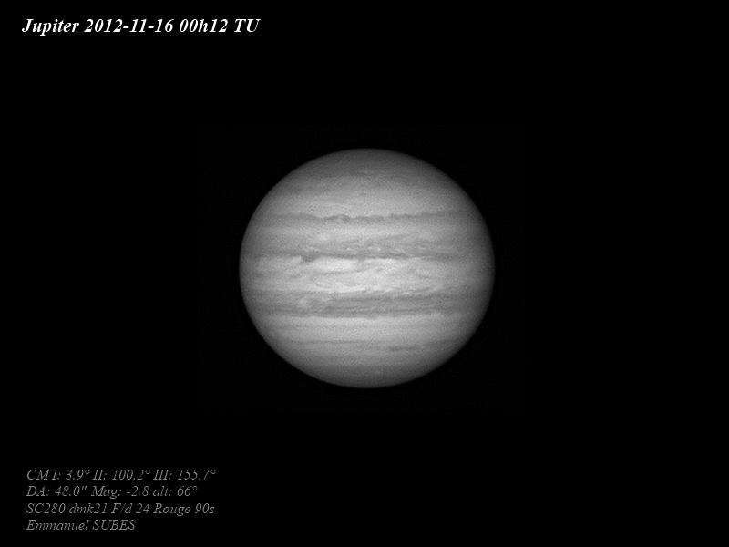 Jupiter 16 novembre 2012 0h12TU Couche Rouge