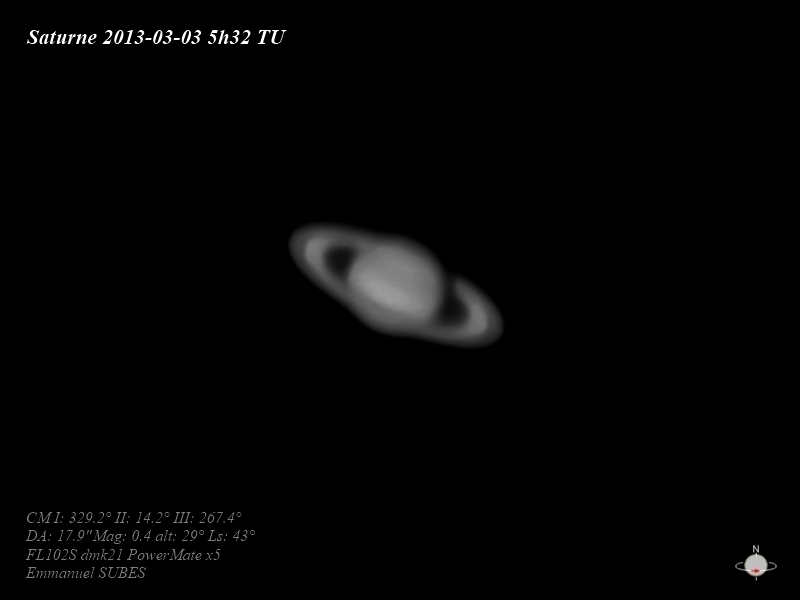 Saturne 3 mars 2013