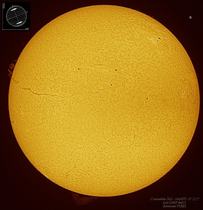 Soleil H-alpha 12 novembre 2011
