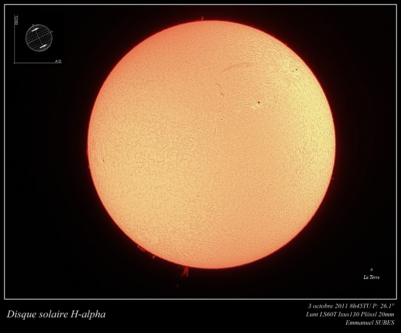 Soleil 3 octobre 2011 H-alpha