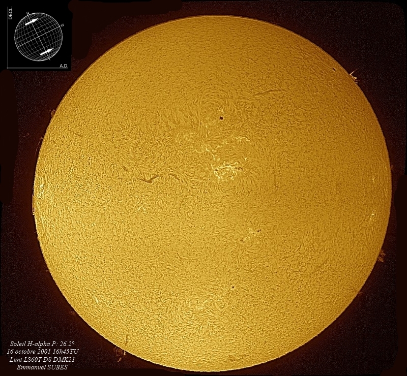 mosaque solaire H-alpha 16 octobre 2011