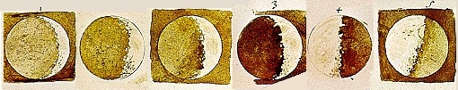 Les dessins de la Lune raliss par Galile.