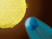 G0 star with 1 exoplanet of 0.7J at 0.045 AU loosing its atmosphere due to the heat (1200°C).