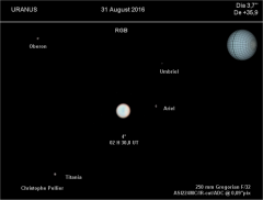Uranus en vraies couleur 31 août 2016