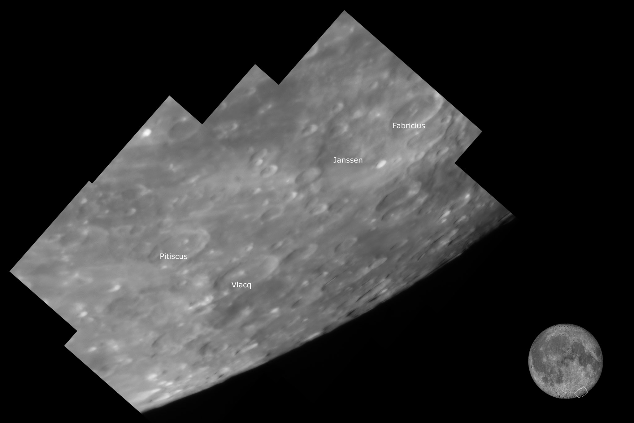 Région du cratère Jansenn, au 355 mm, anotée
