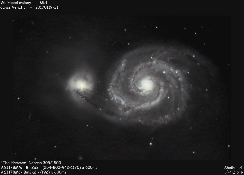 Whirlpool Galaxy M51 (Shot from the city center of Reims)