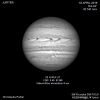 Jupiter en infrarouge le 18 avril 2018, avec l'oval BA au méridien.