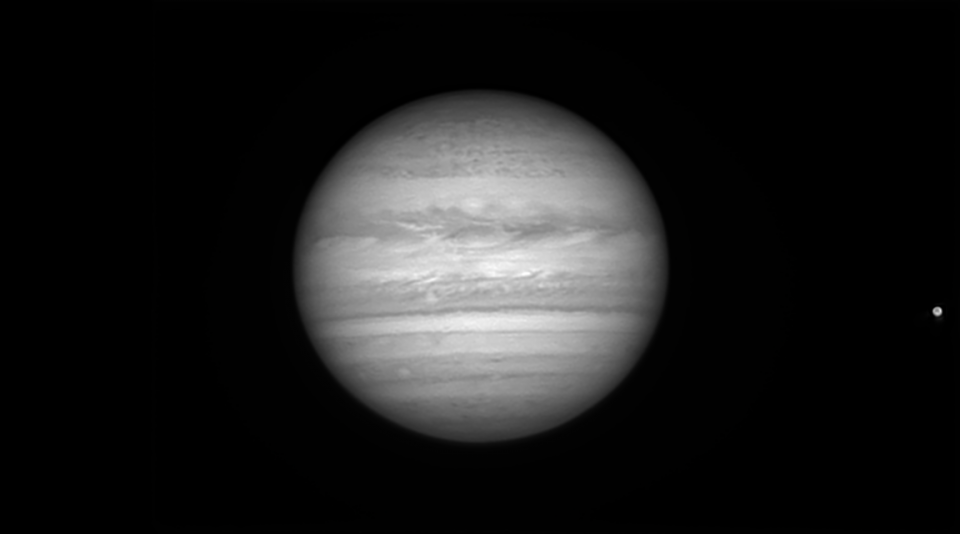 Jupiter avec filtre IR RG610 du 08 Mai 2018 avec un Cassegrain CFF de 400mm et une caméra ZWO 290MM