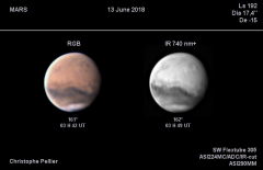 Mars le 13 juin, avec un nouveau nuage de poussières dans Daedalia