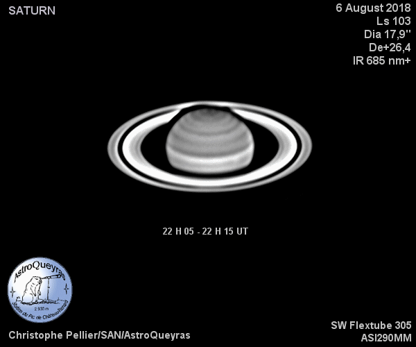 Animations de rotation en IR de Saturne à AstroQueyras
