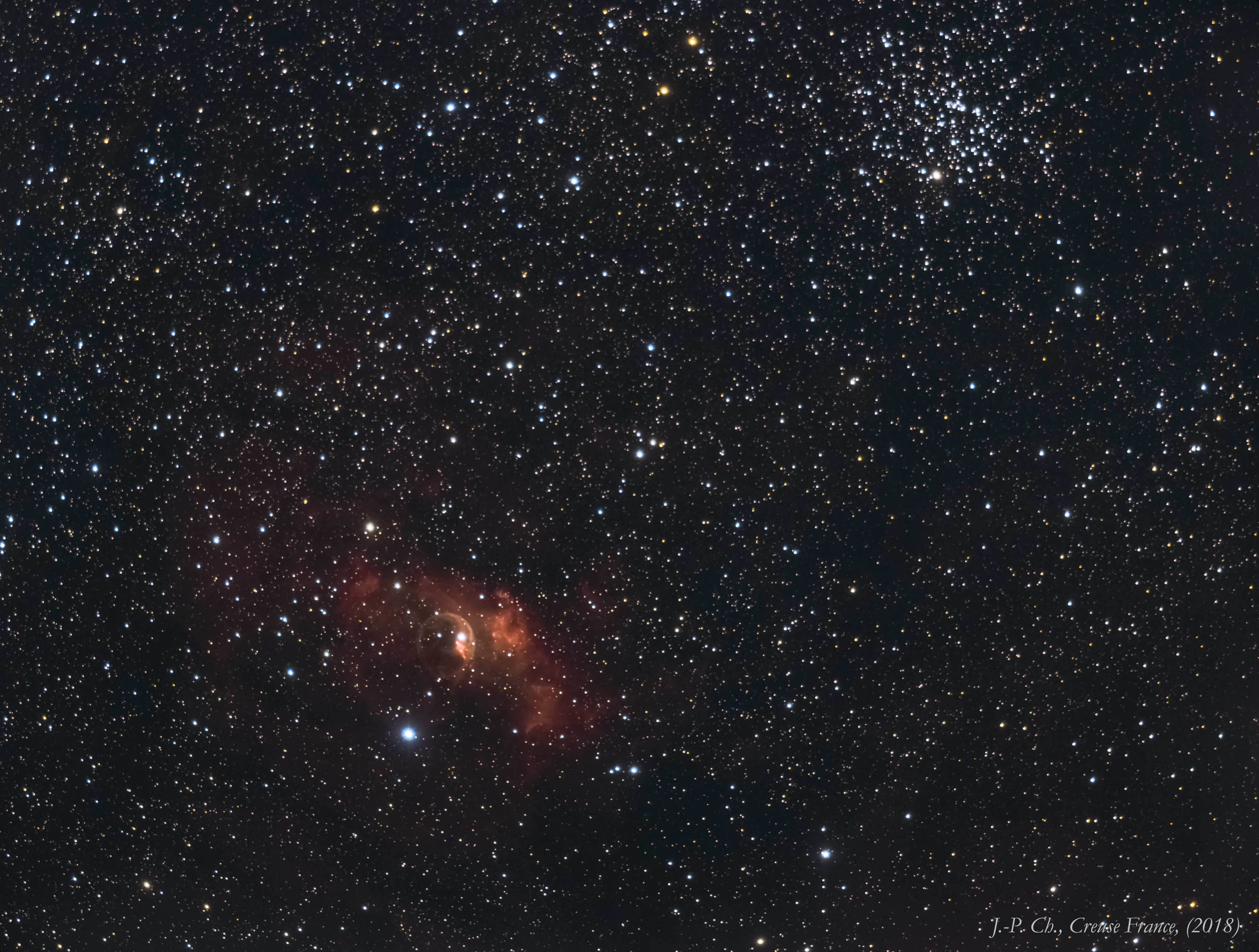 Nébuleuse de la Bulle NGC7635 et Amas ouvert M52