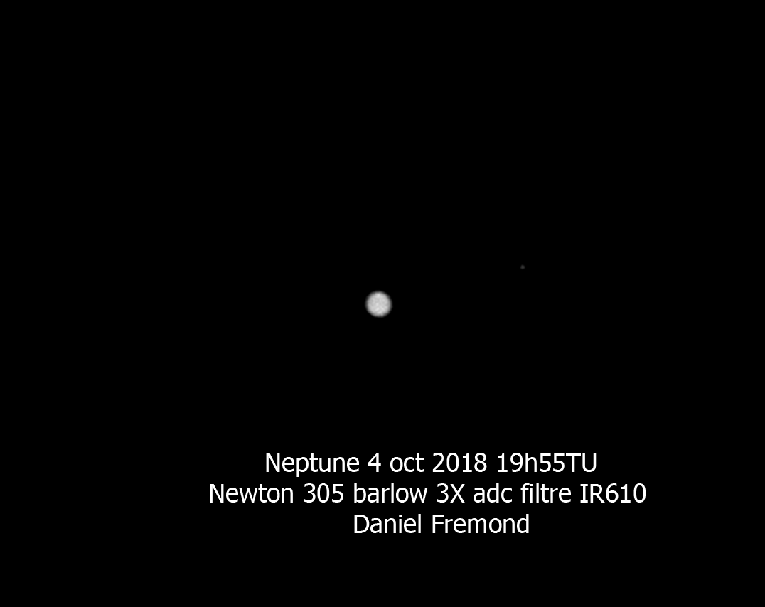 Neptune et Triton en IR le 2018-10-04  19h55TU