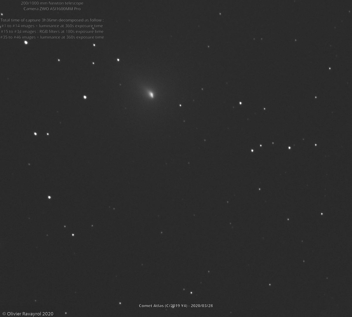 Comète Atlas (C/2019 Y4) - Time lapse