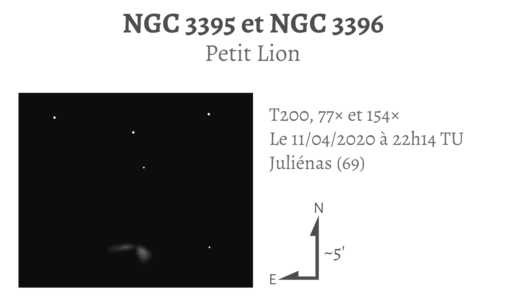 NGC 3395 et NGC 3396 au T200