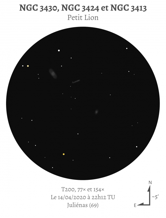 NGC 3430, NGC 3424 et NGC 3413 au T200
