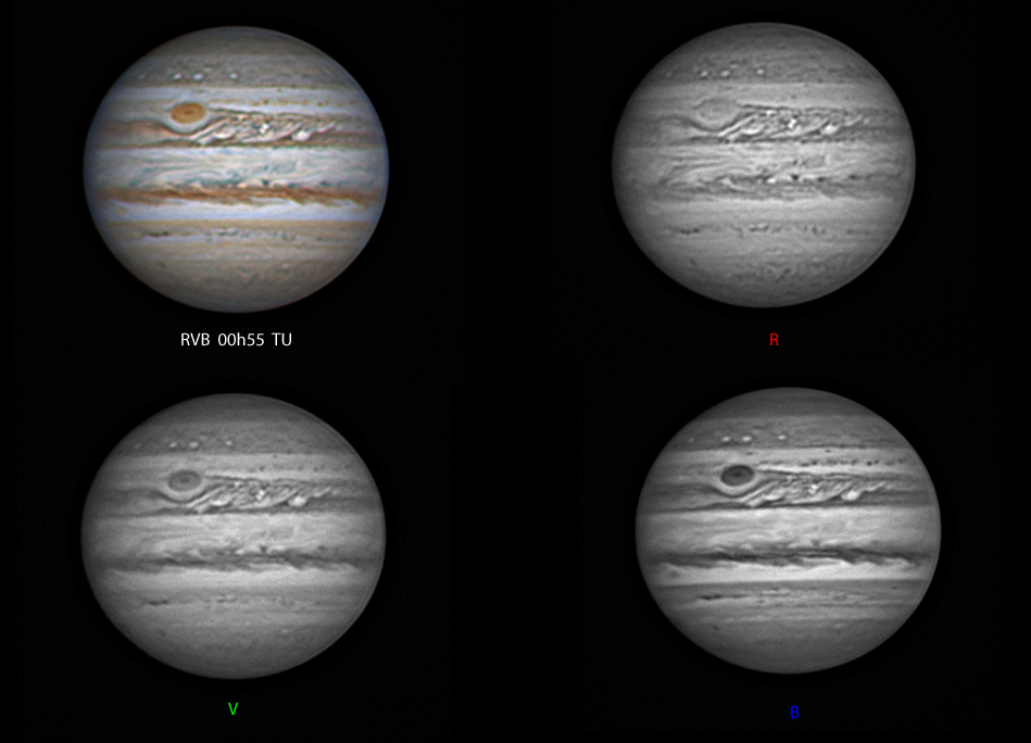 Jupiter  en  RGB  filtres  le  10/12/2013 , N200  .
