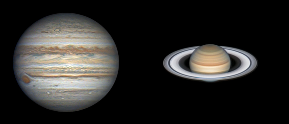 Jupiter et Saturne le 22 juilelt / Mewlon 300.