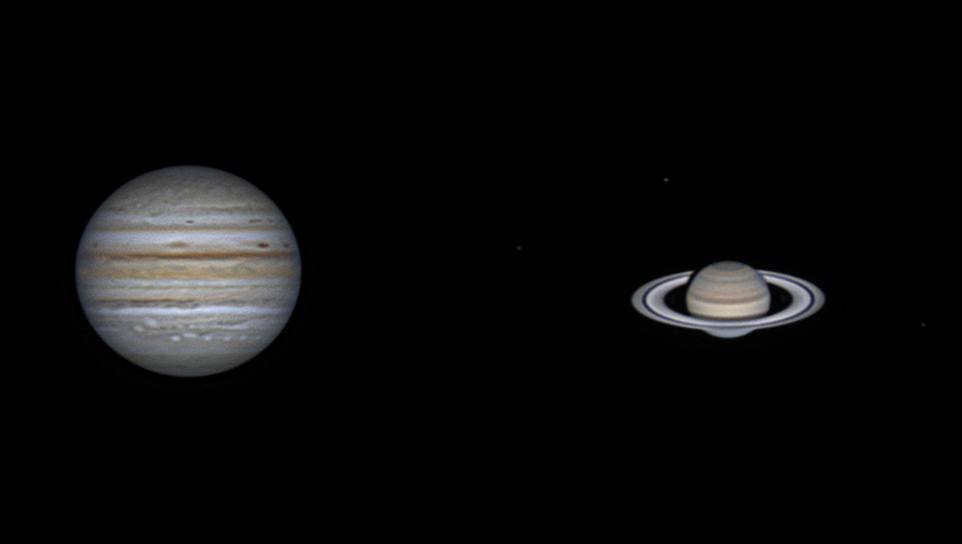 Jupiter et Saturne avec 3 satellites - 25/08/2021
