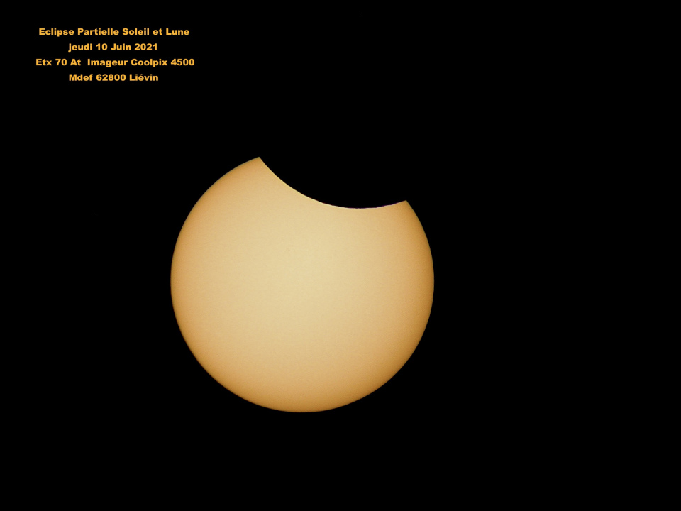 16 iéme Eclipse partielle Solaire et Lune 10 juin 2021 vers 11h15