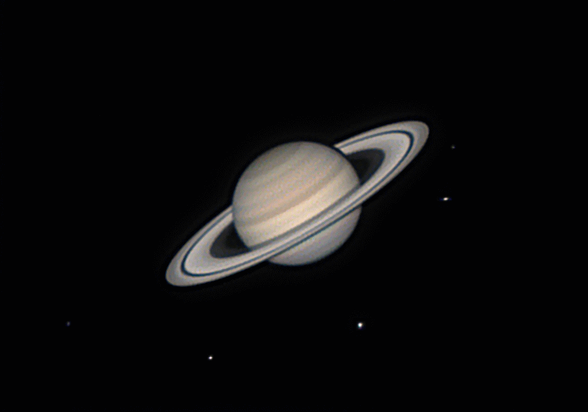 saturne du 24 juillet de 00h07tu à 00h32tu  avec Encelade ,Dioné ,Rhéa ,Téthys,Mimas.gif