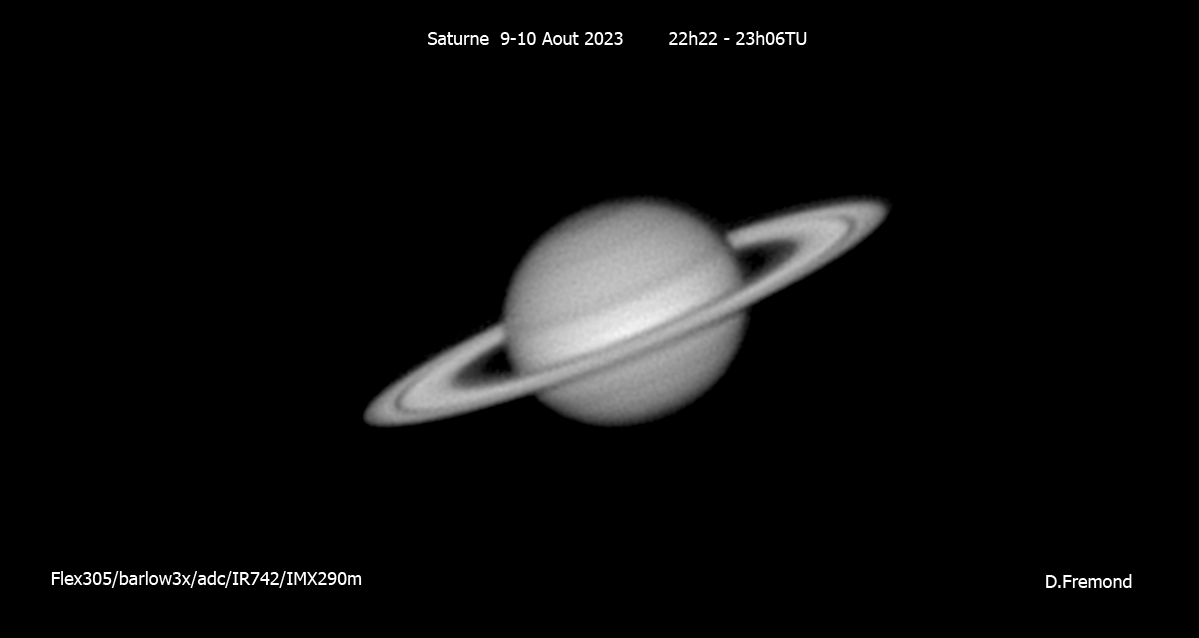 Saturne IR  le 9 /8/23 de 22h22 a 23h06TU