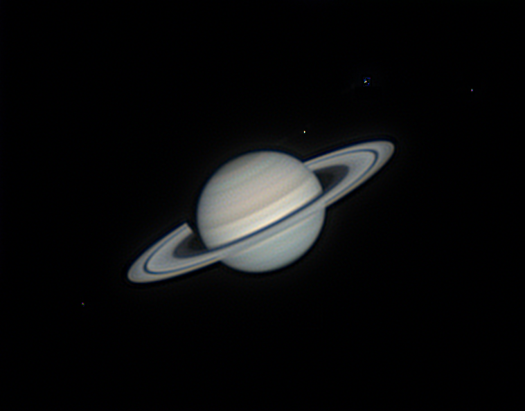 Saturne du 2023-10-22-20h30tu avec Mimas , Téthys,Dioné , Encelade