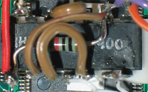 Vue de dessus des connexions effectuées sur le Circuit Intégré